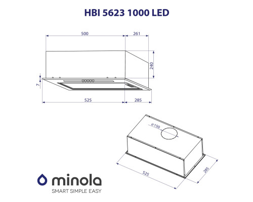 Витяжка повновбудована Minola HBI 5623 I 1000 LED ( УТ000002973 )
