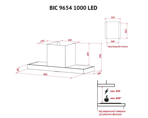 Витяжка повновбудована Perfelli BIC 9654 I 1000 LED ( УТ000002473 )