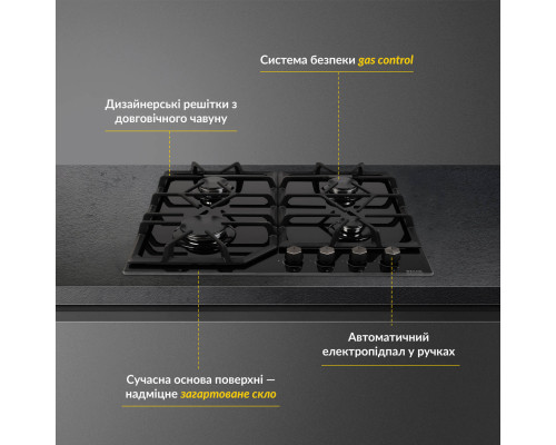 Поверхня газова на склі WEILOR GG 604 BL ( УТ000003044 )