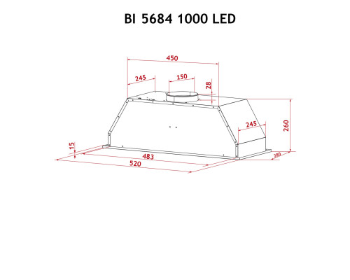 Витяжка повновбудована Perfelli BI 5684 WH 1000 LED ( УТ000003212 )