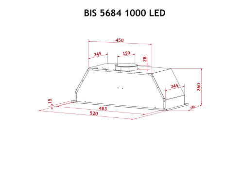 Витяжка повновбудована Perfelli BIS 5684 WH 1000 LED ( УТ000003214 )