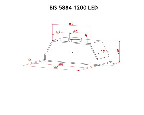 Витяжка повновбудована Perfelli BIS 5884 BL 1200 LED