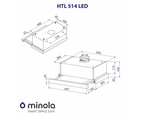 Витяжка телескопічна Minola HTL 514 I LED ( УТ000003389 )