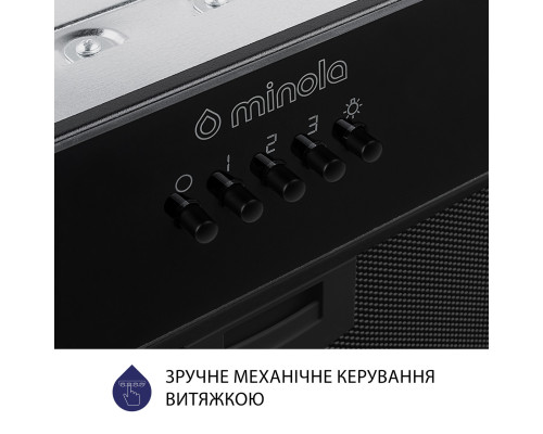 Витяжка повновбудована Minola HBI 52622 BL GLASS 700 LED