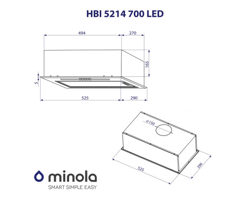 Витяжка повновбудована Minola HBI 5214 WH 700 LED ( УТ000003467 )