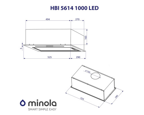 Витяжка повновбудована Minola HBI 5614 BL 1000 LED ( УТ000003468 )