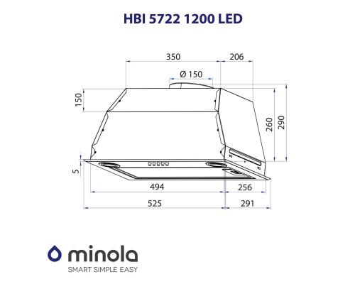 Витяжка повновбудована Minola HBI 5722 BL 1200 LED ( УТ000003475 )