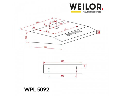 Витяжка плоска WEILOR WPL 5092 WH ( УТ000003517 )