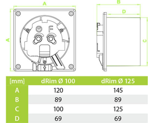Вытяжной вентилятор AirRoxy dRim 100 BB S glass White  Белый матовый
