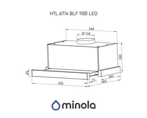 Витяжка телескопічна Minola HTL 6714 BLF 1100 LED ( УТ000003360 )