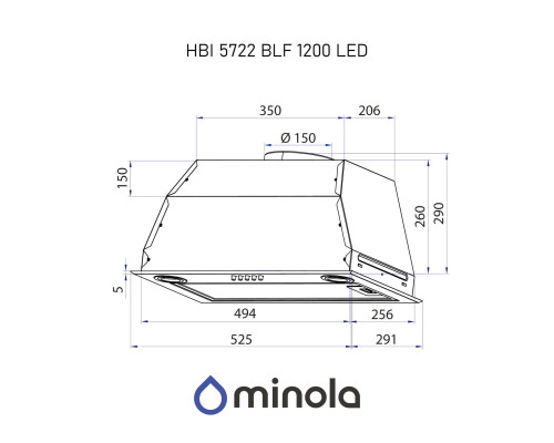 Витяжка повновбудована Minola HBI 5722 BLF 1200 LED ( УТ000004715 )