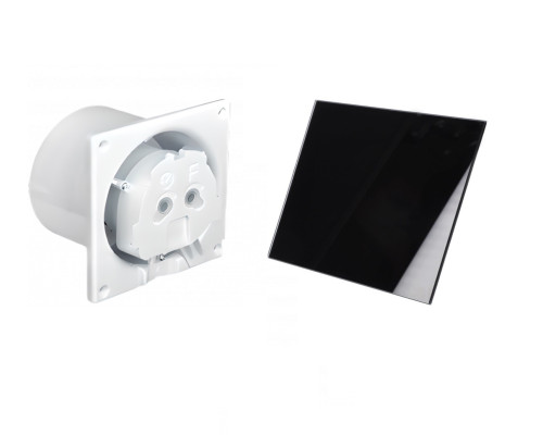 Вытяжной вентилятор с датчиком влажности и таймером AirRoxy dRim 125 BB HS plexi Black Черный глянцевый