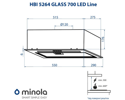 Вытяжка полновстраиваемая Minola HBI 5264 BL GLASS 700 LED Line ( УТ000002023 )