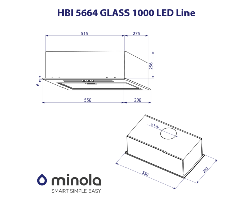 Вытяжка полновстраиваемая Minola HBI 5664 WH GLASS 1000 LED Line ( УТ000003032 )