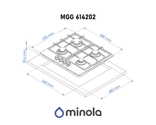 Газовая поверхность на стекле MINOLA MGG 614202 WH ( УТ000004631 )
