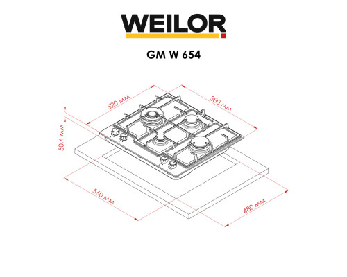 Варочная поверхность на металле WEILOR GM W 654 SS ( УТ000004635 )