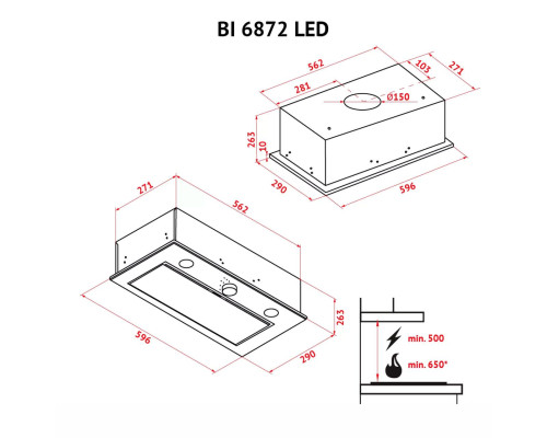 Витяжка повновбудована Perfelli BI 6872 I LED