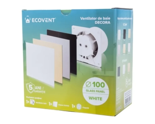 Вытяжной вентилятор с датчиком влажности и таймером Ecovent DECORA SMART 125 GLASS Black Черный глянец